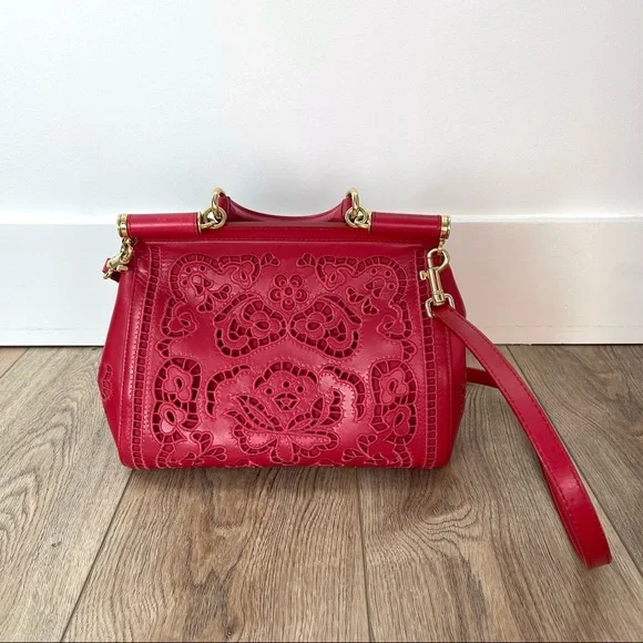 Dolce & Gabbana Medium Sicily Satchel Bag In Intaglio Leather in Red - Picture 9 of 17